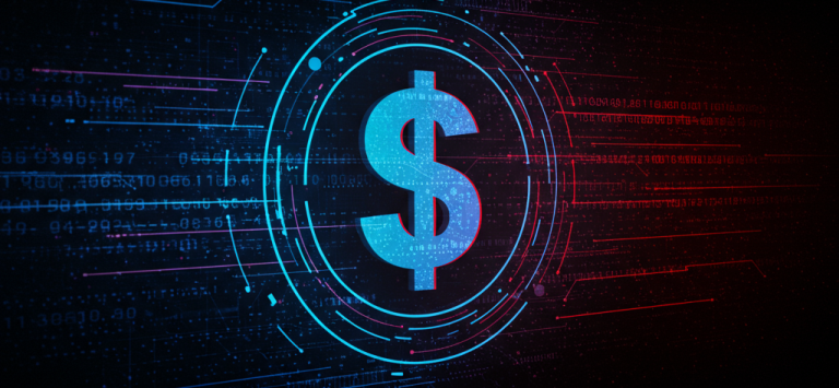 Creative Projects & Side Hustles Blue and red digital design featuring a dollar sign and circular patterns.